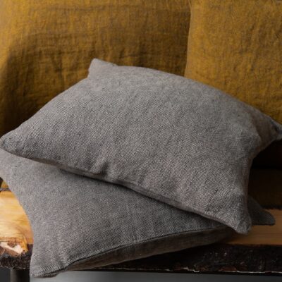 LEILA Cushion cover yellow 6 yellow diamond linen bedspread, with decorative pillow cases