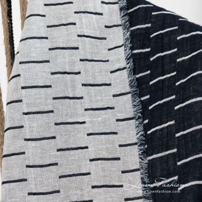 HAZEL black linen cotton blanket double-sided