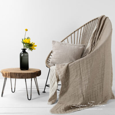 Linen double side beige blanket.