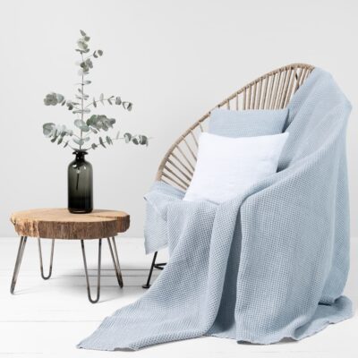BINGO Blanket ice blue 5 Linen cotton throw ice blue