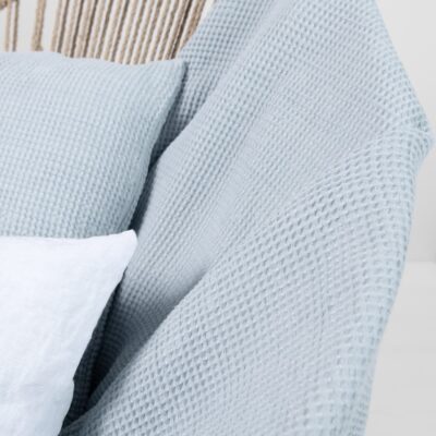 BINGO Blanket ice blue 7 Linen cotton throw ice blue, washed.