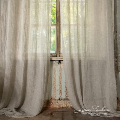 BOHEMIA Curtain beige 10 Bohemia 100% linen curtain in light grey.
