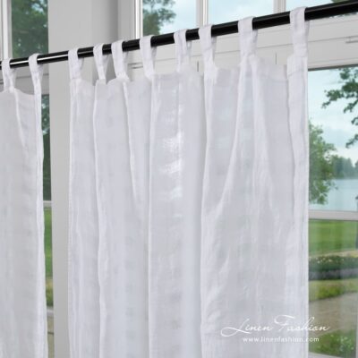 KORI Curtain optical white 7 Optical white linen curtain with channel or loops for hanging