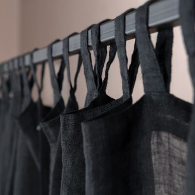 BOHEMIA Curtain black 10 linen black curtains, with loops