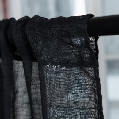 BOHEMIA Curtain black 11 linen black curtains, with channel, washed