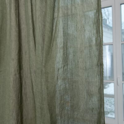 BOHEMIA Curtain moss green 8 moss green linen curtains, loose weave