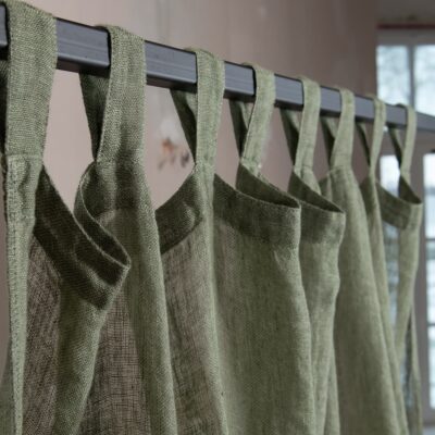 BOHEMIA Curtain moss green 10 moss green linen curtains, with loops