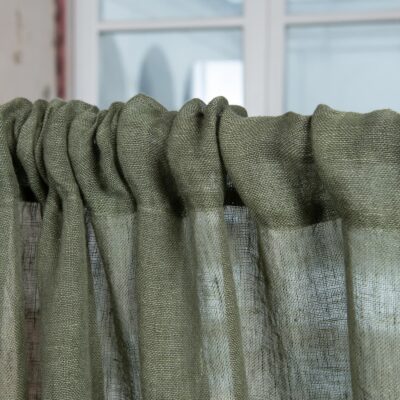 BOHEMIA Curtain moss green 11 moss green linen curtains, with channel