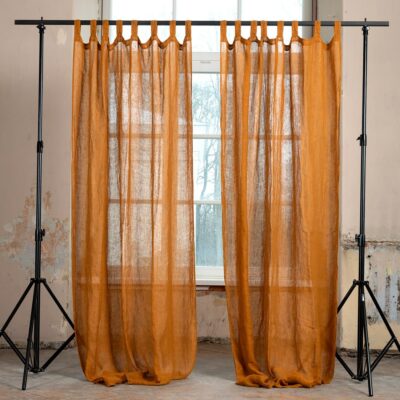BOHEMIA Curtain brown orange 8 brown orange linen curtains