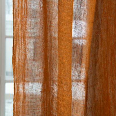 BOHEMIA Curtain brown orange 10 brown orange linen curtains, transparent