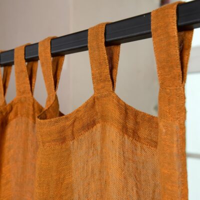 BOHEMIA Curtain brown orange 12 brown orange linen curtains, with loops