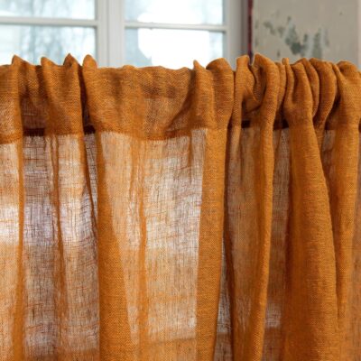 BOHEMIA Curtain brown orange 13 brown orange linen curtains, with channel