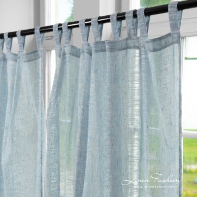 PASIFIC Curtain greyish blue 6 Linen cotton curtain with channel and loop for hanging