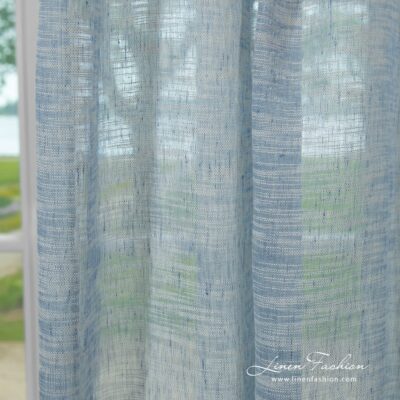 PASIFIC Curtain greyish blue 7 Linen cotton curtain in bluish white melange