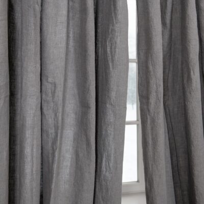 ATLANTA Curtain dark grey 8 dark grey linen curtains, non transparent
