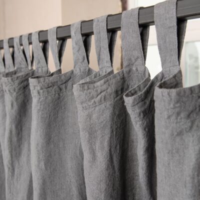 ATLANTA Curtain dark grey 9 dark grey linen curtains, with loops