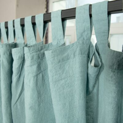 ATLANTA Curtain aquamarine 10 aquamarine linen curtains with loops