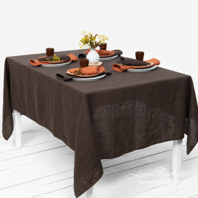 GAMMA Tablecloth brown 4 Washed linen dark brown tablecloth