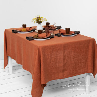 GAMMA Tablecloth orange 5 Washed brick color tablecloth