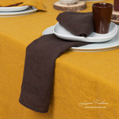 GAMMA Table napkin brown 6 Linen brown napkins, washed