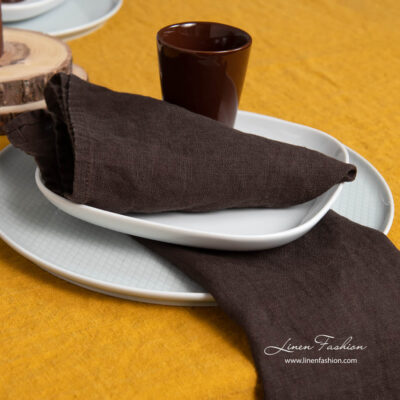 GAMMA Table napkin brown 5 Washed linen chocolate brown napkins