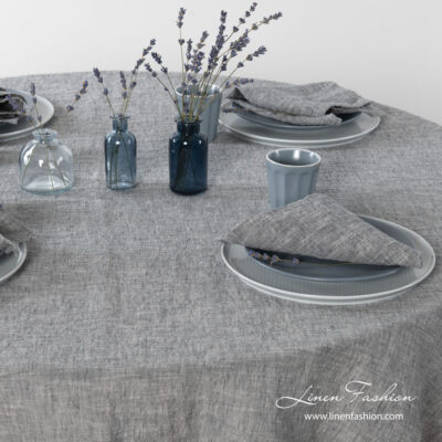 ASTRA Tablecloth round dark grey 10 Washed dark grey tablecloth with matching napkins