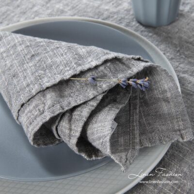 ASTRA Table napkin dark grey 6 Linen blend dark grey napkin, washed