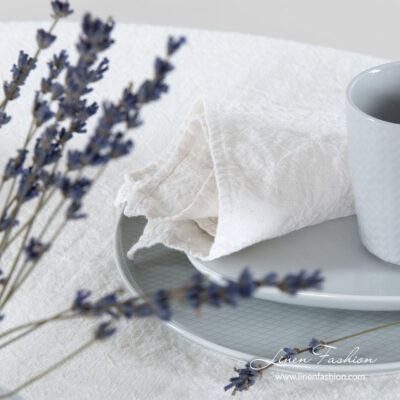 ASTRA Table napkin white 5 Linen blend off white napkin, washed