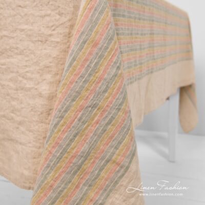 MEIZA Tablecloth brown 12 100% linen tablecloth.