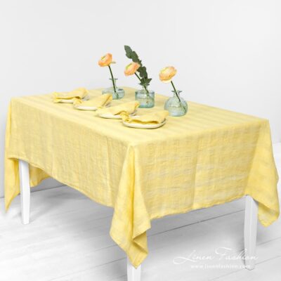 PORTO Tablecloth yellow 7 PORTO yellow linen tablecloth