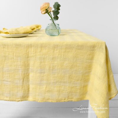 PORTO Tablecloth yellow 11 PORTO yellow linen tablecloth woven from yellow and greenish yellow yarns