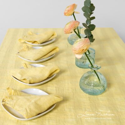 PORTO Table napkin yellow 8 PORTO yellow linen tablecloth with matching napkins