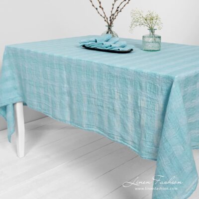 PORTO Tablecloth light blue 7 PORTO light blue linen tablecloth in openweave pattern