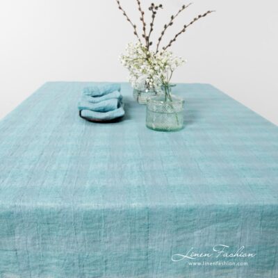 PORTO Tablecloth light blue 8 PORTO light blue linen tablecloth, specially washed