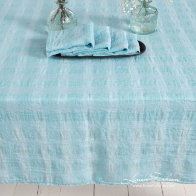PORTO Tablecloth light blue 9 PORTO light blue linen tablecloth with matching napkins