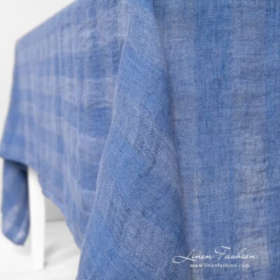 PORTO Tablecloth blue 12 PORTO blue linen tablecloth with folded borders