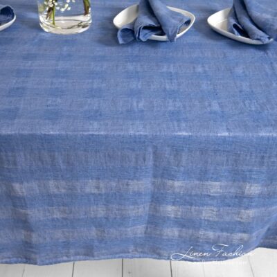 PORTO Tablecloth blue 10 PORTO linen tablecloth in transparent checks