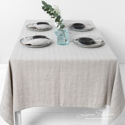 URBAN Tablecloth beige 8 URBAN grey linen tablecloth with matching napkins