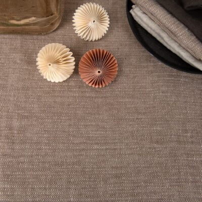 ALMOND Tablecloth brown 13 brown linen herringbone tablecloth for christmas.