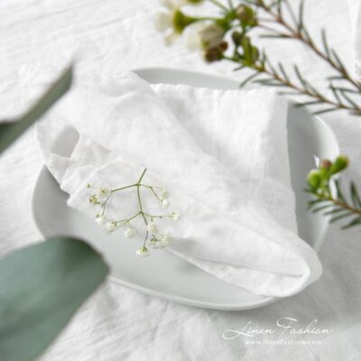 PORTO white linen napkin, specially washed