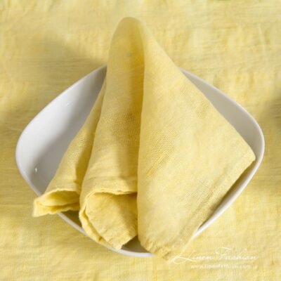 PORTO Table napkin yellow 5 PORTO yellow linen napkin