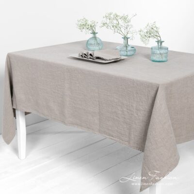 NARA Table napkin natural linen 6 NARA grey linen tablecloth in natural linen color
