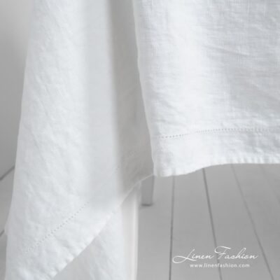 NARA Tablecloth white 12 NARA white linen tablecloth in simple hem with hemstitch 4cm from border