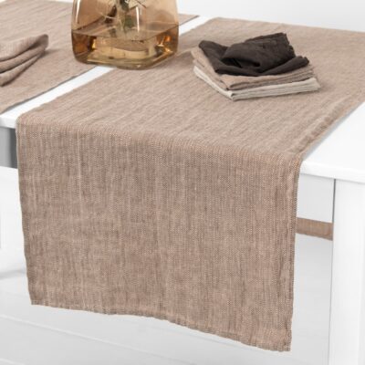 ALMOND Table runner brown 5 linen brown herringbone runner simple hem.