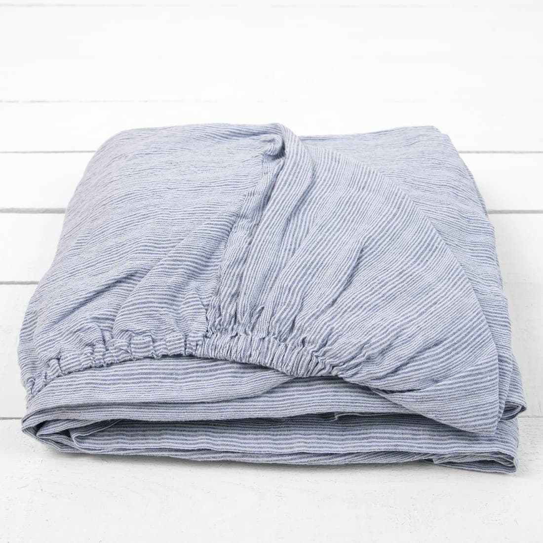 blue linen fitted sheet