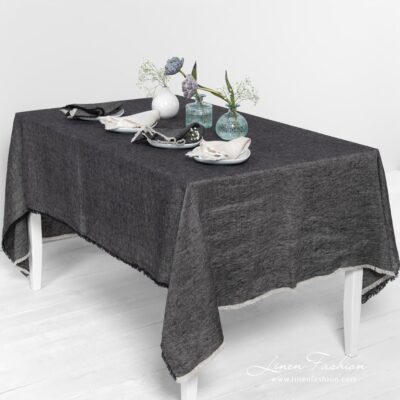 MANTIS Tablecloth black 7 MANTIS black linen tablecloth