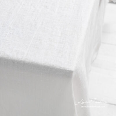 VEGA Tablecloth white 11 Washed linen tablecloth, off white color, satin weave