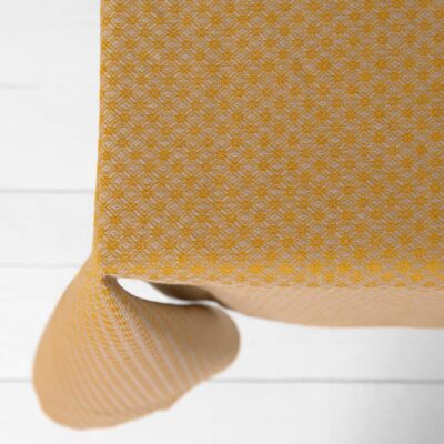 Yellow tablecloth linen cotton, simple hem