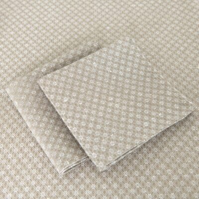 Round/oval linen cotton beige tablecloth with matching napkins