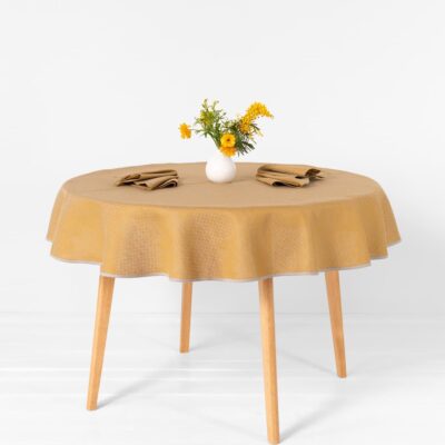 Round/oval linen cotton yellow tablecloth, main